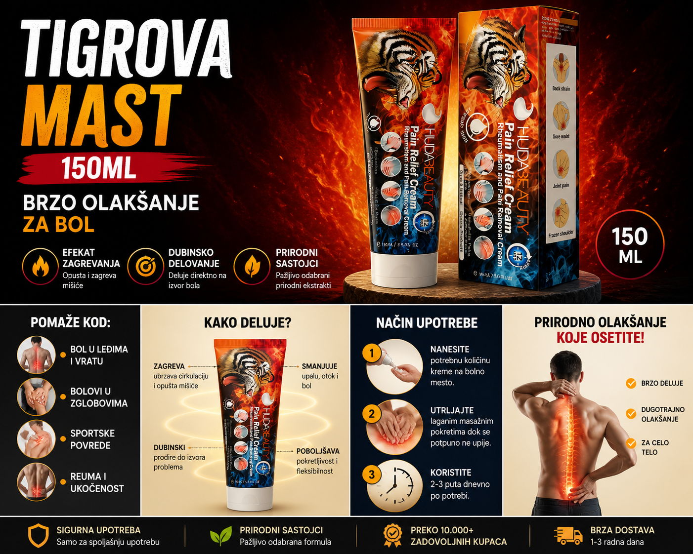 🐅 Tigrova mast 150ML – Prirodno olakšanje za mišiće i zglobove