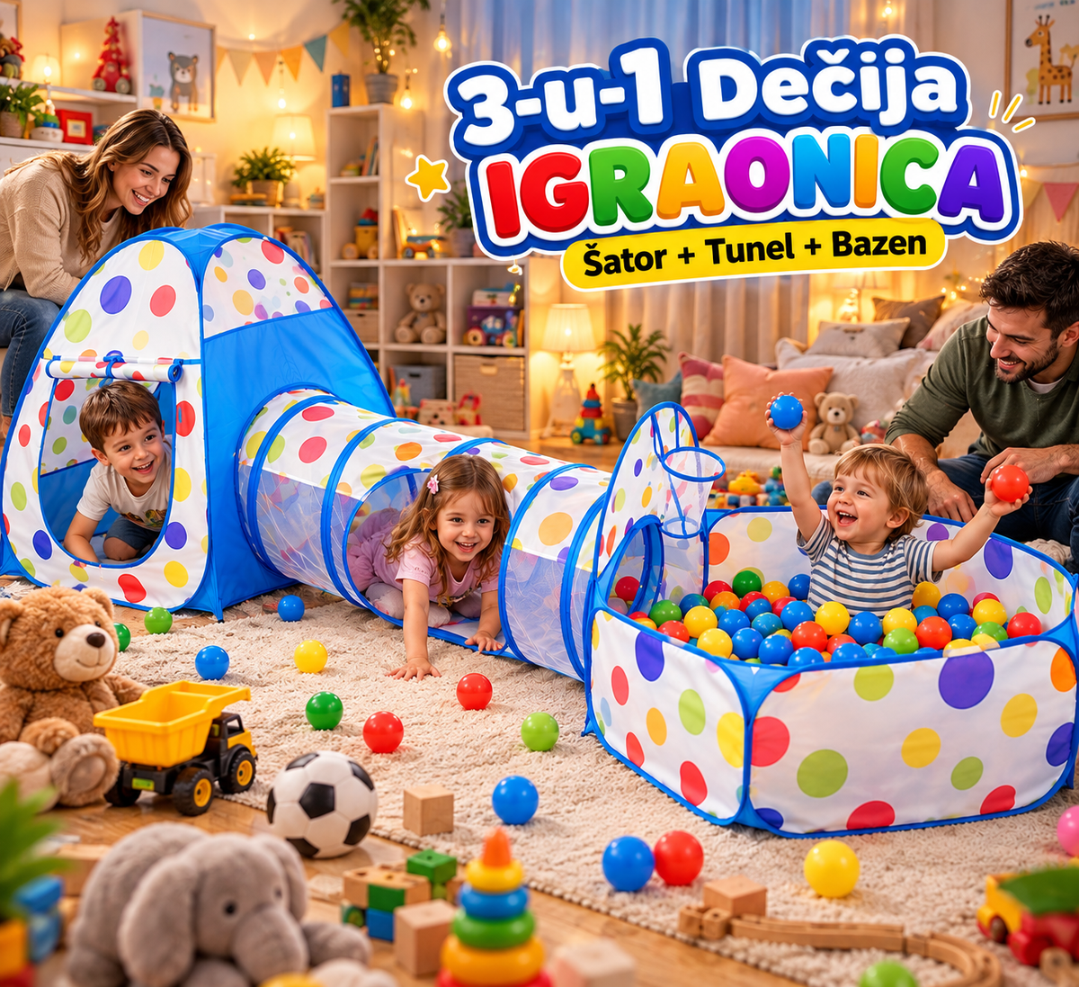 🏠 3u1 DEČIJA IGRAONICA – ZABAVA U VAŠEM DOMU!