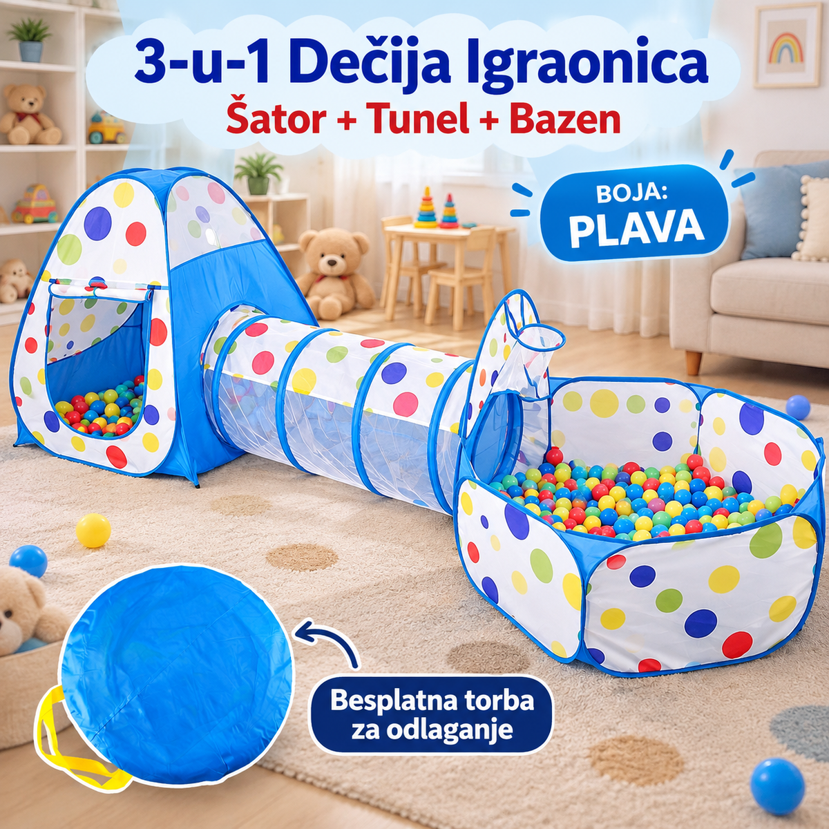 🏠 3u1 DEČIJA IGRAONICA – ZABAVA U VAŠEM DOMU!