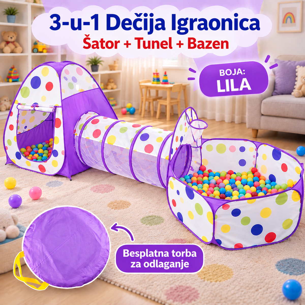 🏠 3u1 DEČIJA IGRAONICA – ZABAVA U VAŠEM DOMU!
