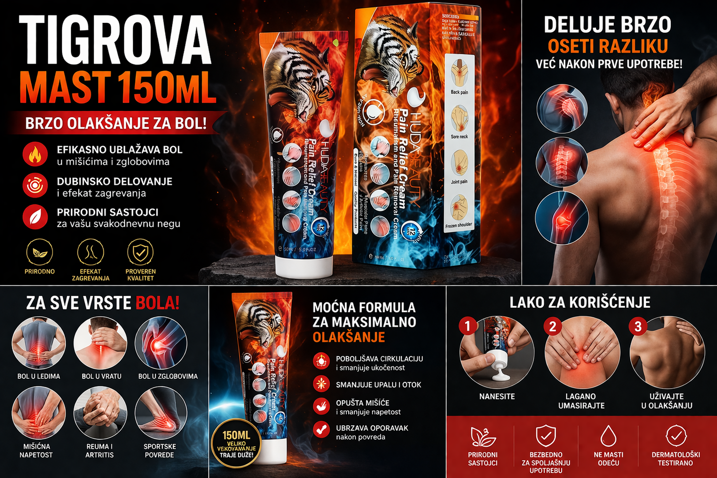 🐅 Tigrova mast 150ML – Prirodno olakšanje za mišiće i zglobove