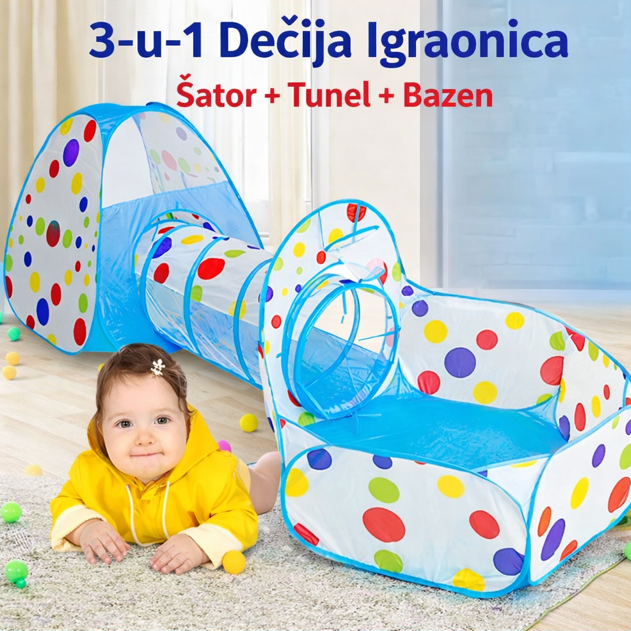 3-u-1 Dečija Igraonica – Šator + Tunel + Bazen